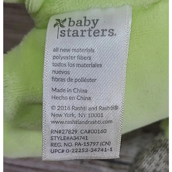 Baby Starters Plush Sock Monkey Happy Easter Stuffed Animal Toy Rattle Green 10" - Picture 4 of 4